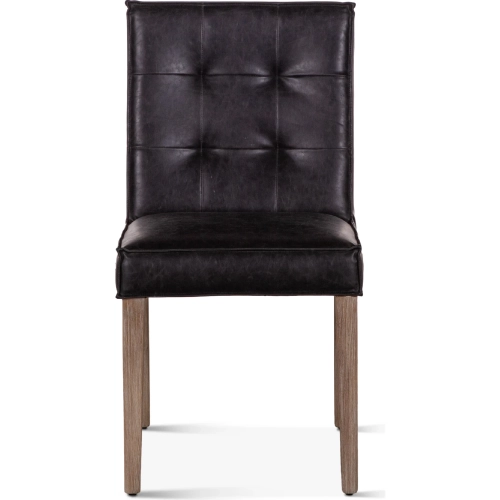 Aven Dining Chair in Black Vegan Leather & Whitewash Wood (Set of 2)